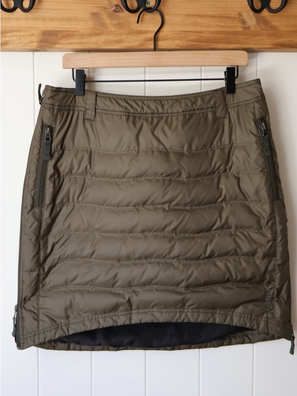 SKHOOP Women's Short Down Skirt Olive Green Size L